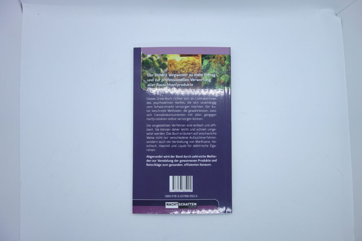 Rückseite Taschenbuch Cannabis Anbau, Ernte und Konsum von Chuck Lore