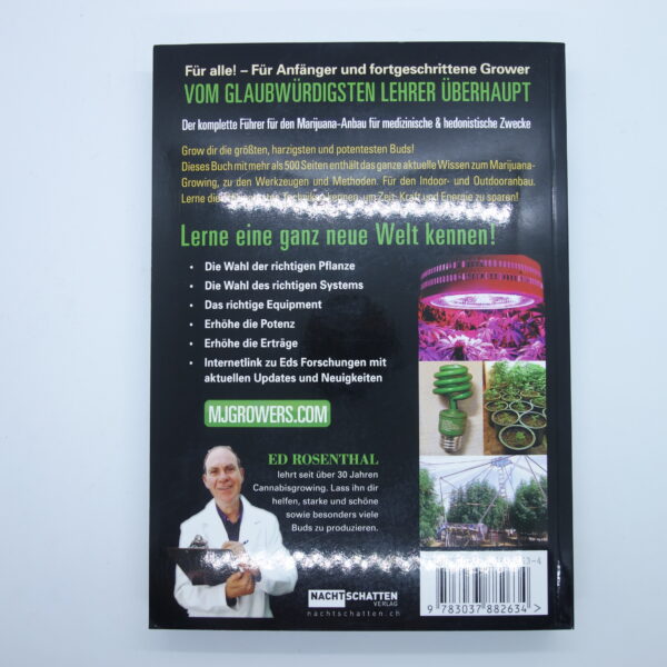 Rückseite Taschenbuch Marijuana Growers Handbuch von Ed Rosenthals